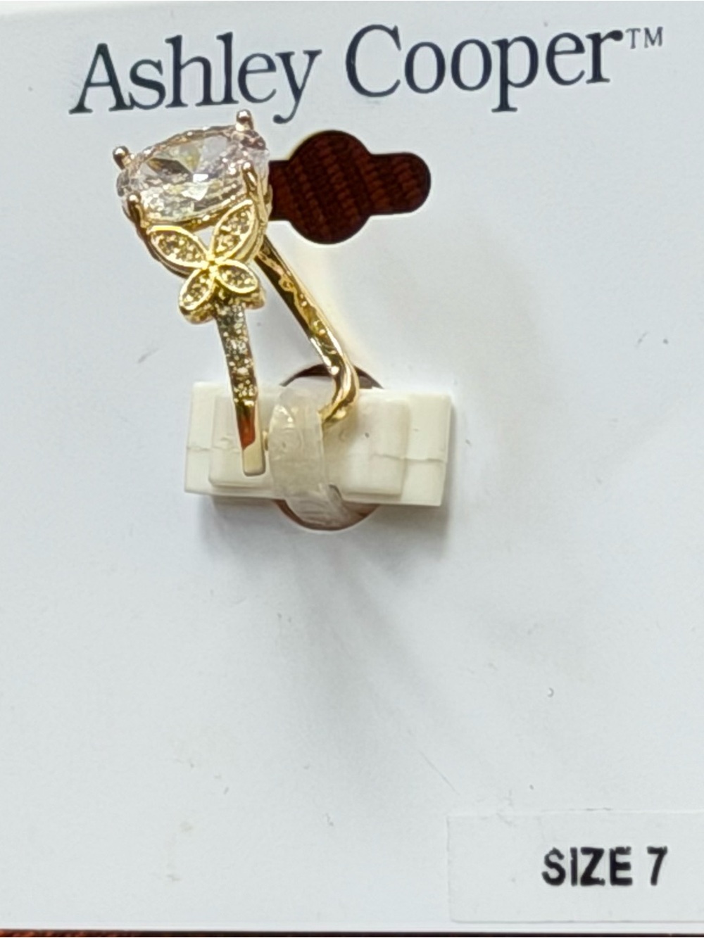 🦋 Ashley Cooper Gold Butterfly Ring with Clear Center Stone